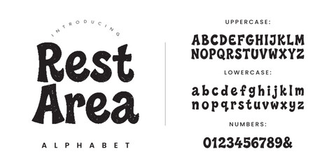 Rest Area playful hand drawn display font alphabet with uppercase lowercase letters numbers vector © happy