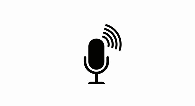 Black microphone with sound waves.