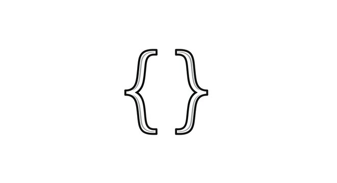 Black curly brackets icon isolated on white background