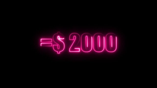 glowing line two thousand dollar animation. $2000