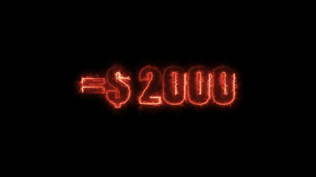 glowing line two thousand dollar animation. $2000