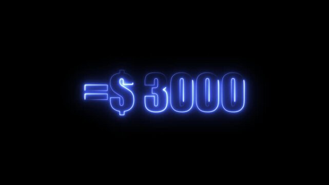 glowing line three thousand dollar animation. $3000