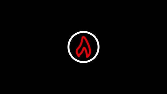 circle outline with fire icon animation.