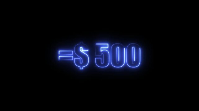 glowing line five hundred dollar animation. $500