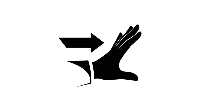 Hand with pointing arrow sign.