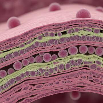 Microscopic view of biological cellular tissue structure.
