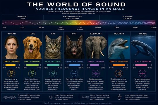 Digital Spectrum Chart Comparing Hearing Abilities of Different Animals