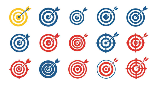 Target Icons Set: Success, Goals, Accuracy, Strategy, Precision, Choice, Aim