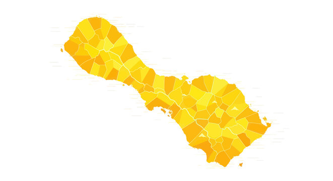 Abstract Mosaic Island Map in Yellow Tones