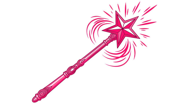 Magical Pink Star Wand with Swirling Energy and Sparkles