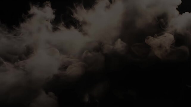 A dramatic, monochrome image captures a billowing cloud of smoke against a stark black background, creating a sense of mystery and power.