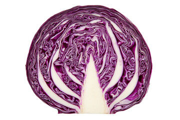 Obraz premium Cross section of a fresh red cabbage isolated on transparent background