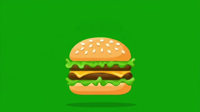 Delicious Double Cheeseburger with Lettuce and Cheese on a Green Background.