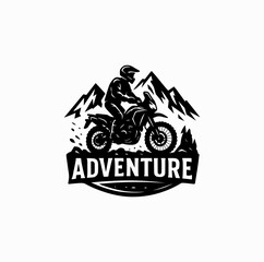 Obraz premium Adventure Motorcycle Logo Offroad Rider Vector