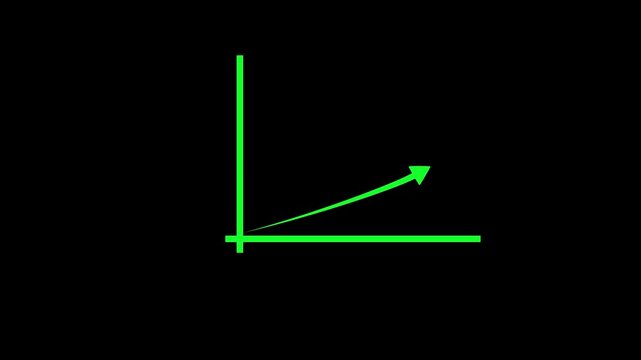 Line graph showing exponential growth over time isolated on black