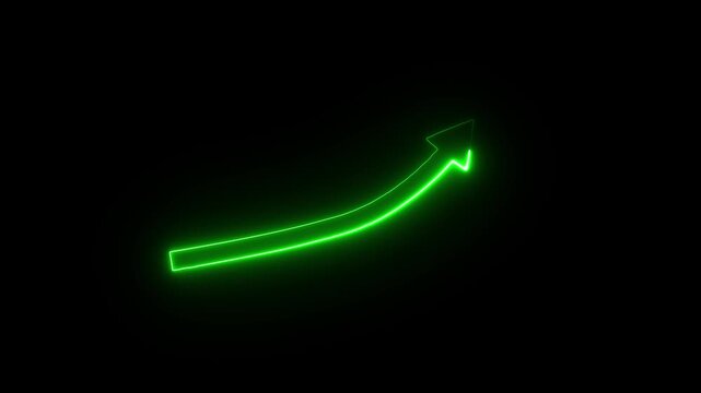 Neon green arrow progressing through three stages on black background