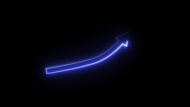 Neon arrow progressing through three stages on black background high quality