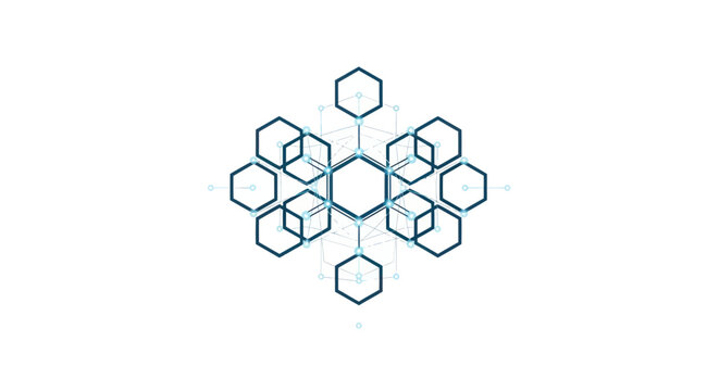 Abstract Geometric Network Connection, Hexagon Structure, Digital Technology