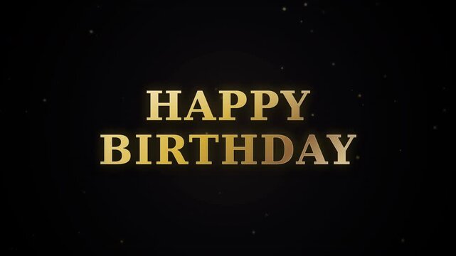 A glamorous black background with glowing golden 'HAPPY BIRTHDAY' text in bold, illuminated style, perfect for celebration signage.