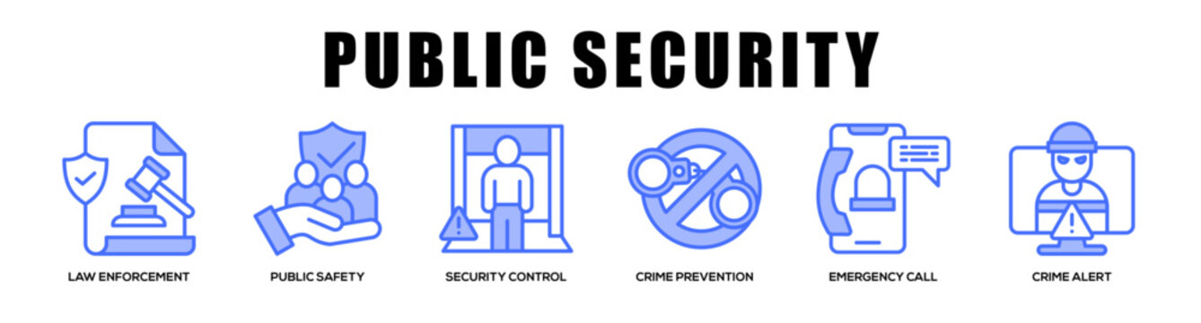 blue - Public Security web banner icon vector illustration concept
