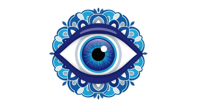 Blue Evil Eye Symbol with Mandala Design
