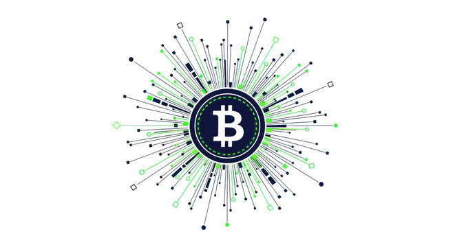 Bitcoin Cryptocurrency Digital Network Explosion Abstract Background