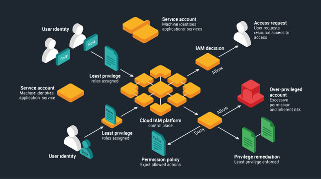 Cloud Identity Access Management Platform Workflow for Securing Access and Managing User and Service Accounts
