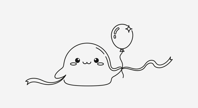 Smiling sperm cell with balloon.