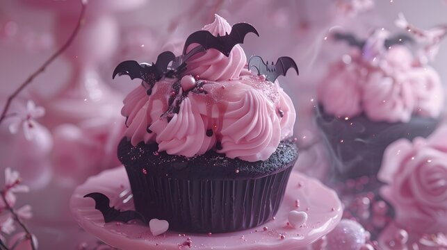 Kawaii Gothic Fantasy Cakes with Mount Fuji, Ribbons and Dreamy Pink Aesthetic