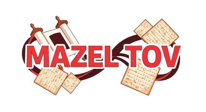 Mazel Tov Jewish Celebration with Torah and Matzah