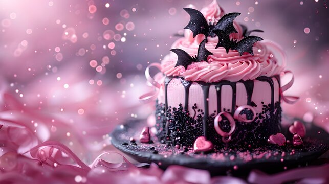 Kawaii Gothic Fantasy Cakes with Mount Fuji, Ribbons and Dreamy Pink Aesthetic