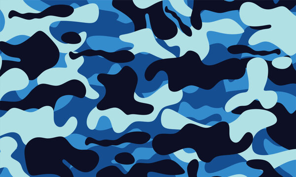 Dark Navy Blue Camouflage Pattern. Midnight Military Texture. Perfect for gaming, textile, army, police, and outdoor 