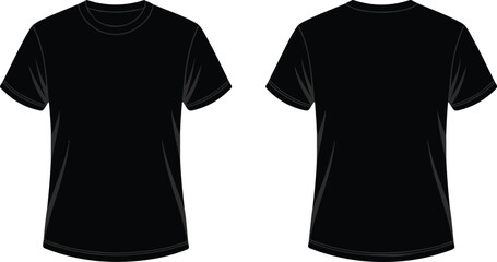 Blank black men t-shirt mockup vector illustration showing both front and back views isolated on white background © Sahim