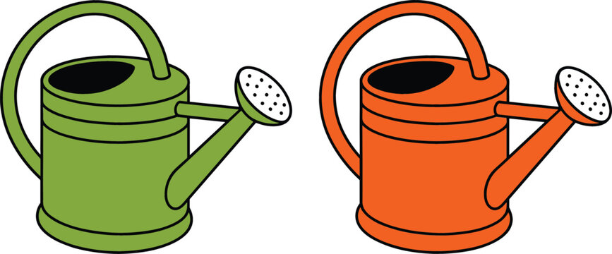 Watering Can Collection Vector Illustration Featuring Colorful Garden Watering Cans for Plant Care and Gardening
