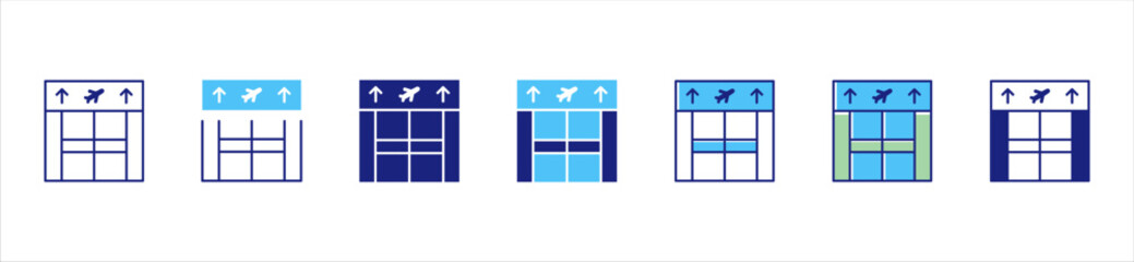 Airport boarding gate direction sign for terminal navigation and passenger departure information travel symbols © Dhani