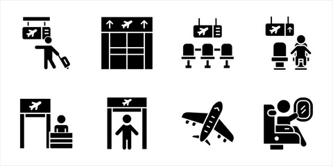 Airport gate direction sign for boarding terminal navigation and airline departure information graphic collection © Dhani