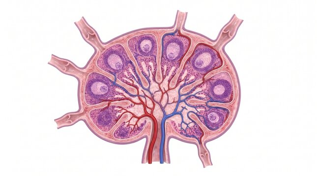 Human Lymph Node Internal Structure Anatomical Model