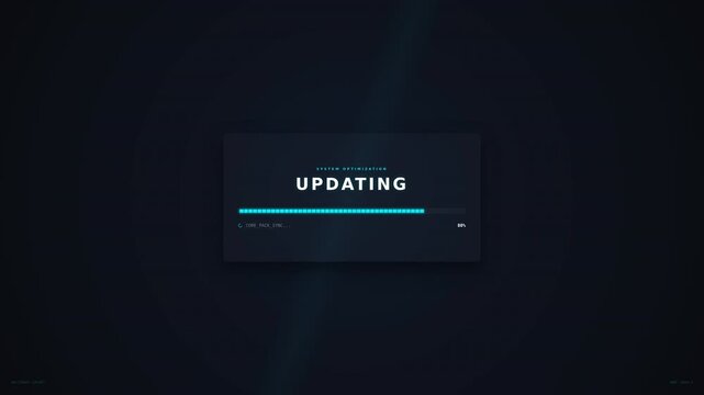 Digital update screen displaying progress bar with a dark background and a simple, modern interface