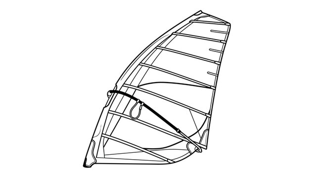 Windsurf Sail Outline Drawing, Nautical Sport Equipment