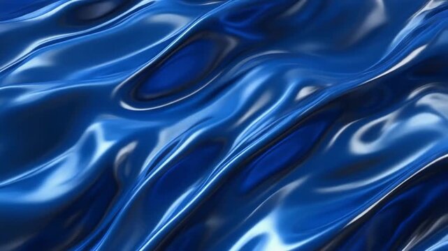 Abstract Deep Blue Metallic Rippling Liquid Background Generative AI