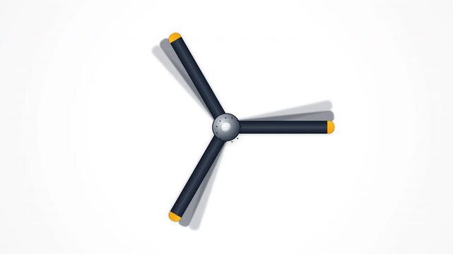 A minimalist fan rotating against white background