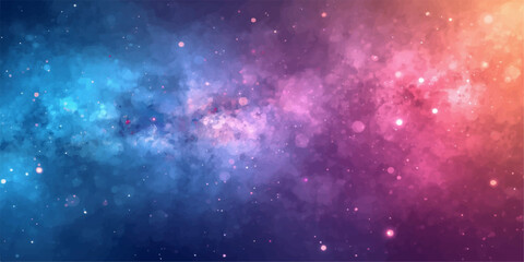 Abstract blue space background featuring a dark night sky filled with a bright galaxy nebula constellation and deep outer universe stars © Md Shofiqul