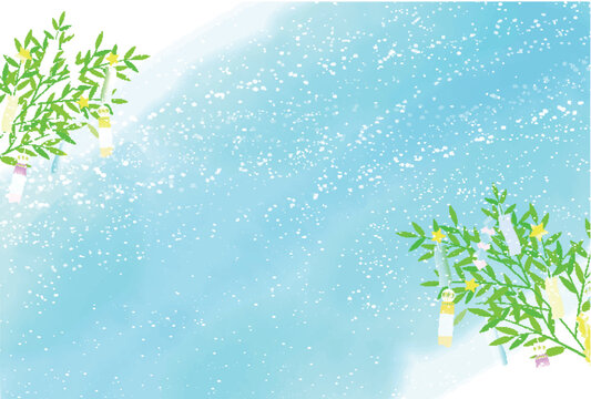 Starry Night Background with Bamboo Branches for Tanabata Festival