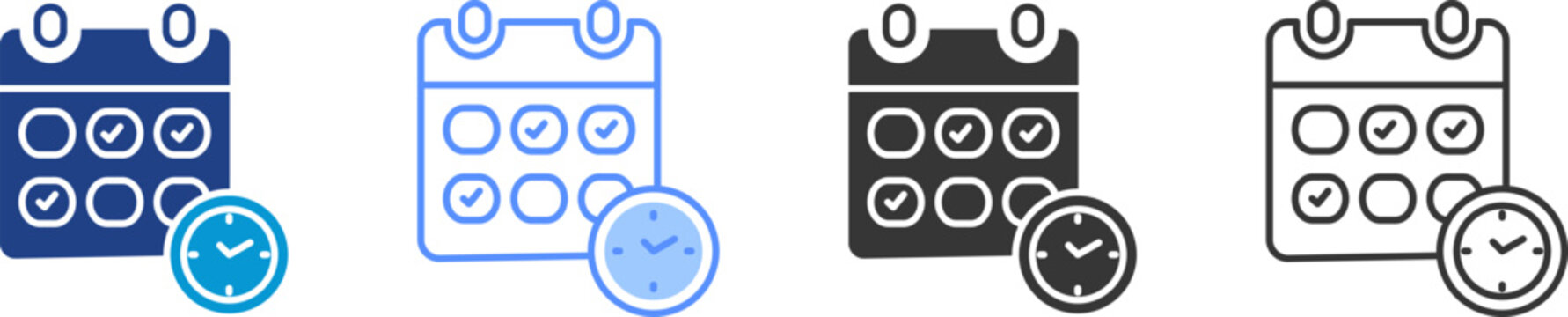 Timeliness icon set multiple style collection	