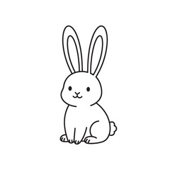 Obraz premium Simple Line Art Rabbit Illustration For Childrens Book Or Coloring Page Design
