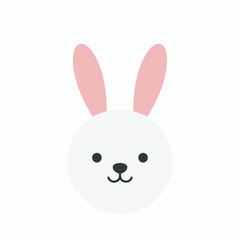 Obraz premium Simple and clean illustration of a white rabbit head, minimalist character design perfect for baby brands and minimalist aesthetics