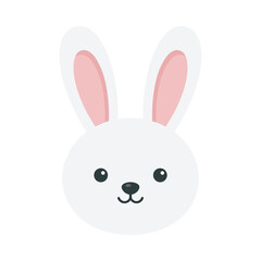 Obraz premium Minimalist Cartoon White Bunny Head Graphic with Black Nose for Children and Easter Projects