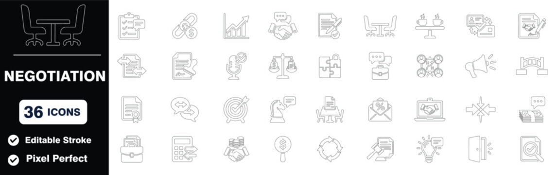 Set of 36 Business negotiation icon set