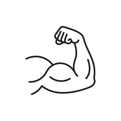 Fototapeta premium Linear Vector Icon of a Strong Flexing Arm Muscle Signifying Bodybuilding Fitness Power Strength and Physical Achievement