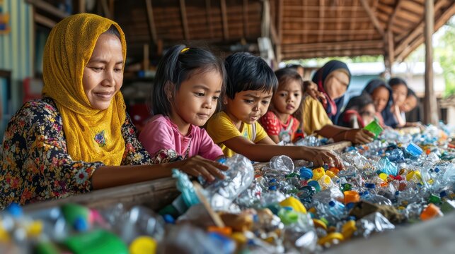 People Sorting Plastic Waste.